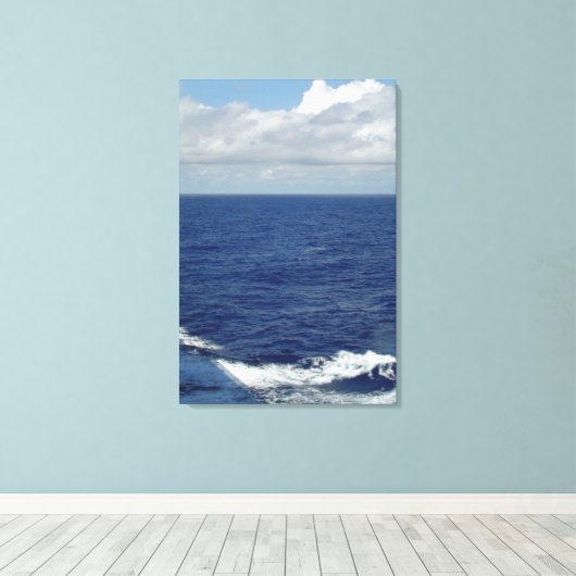 Ocean Waves Fluffy White Clouds Blue Sky Leinwand (Insitu (Holzboden))