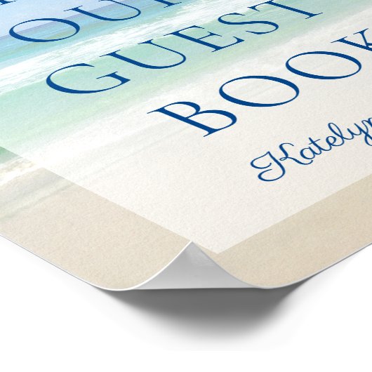 Ocean Waves Foto Beach Wedding Gästebuchzeichen Poster (Ecke)