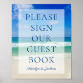 Ocean Waves Foto Beach Wedding Gästebuchzeichen Poster (Vorne)