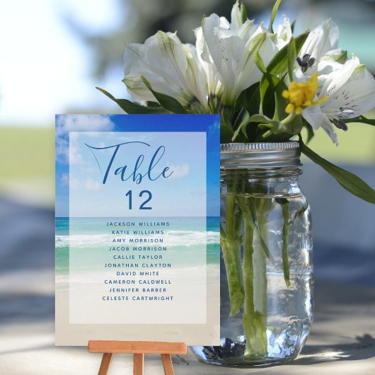 Ocean Waves Foto Beach Wedding Tischnummer Card