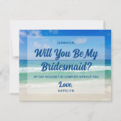 Ocean Waves Foto Beach werden Sie meine Bridesmaid Einladung (Vorderseite)