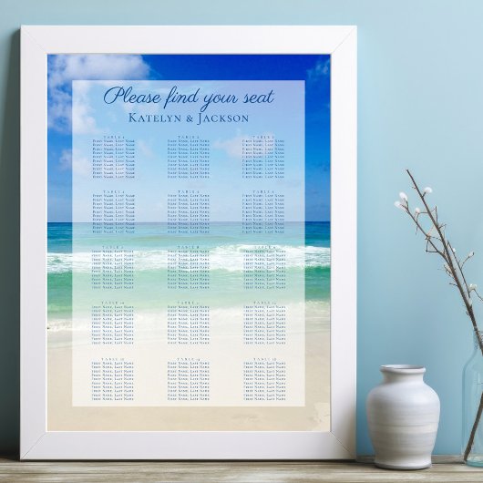 Ocean Waves Foto Blue Beach Hochzeitsdiagramm Poster