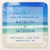 Ocean Waves Foto Chic Beach Save the Date Magnet Rechteckiger Pappuntersetzer (Vorderseite)