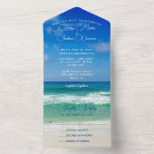 Ocean Waves Foto Chic Tropical Beach Blue Wedding All In One Einladung (Innen Boden)