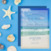 Ocean Waves Foto Chic Tropical Beach Blue Wedding Einladung