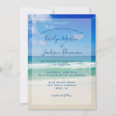 Ocean Waves Foto Chic Tropical Beach Blue Wedding Einladung (Vorderseite)