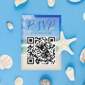 Ocean Waves Foto QR Code Beach Wedding RSVP Card Karte