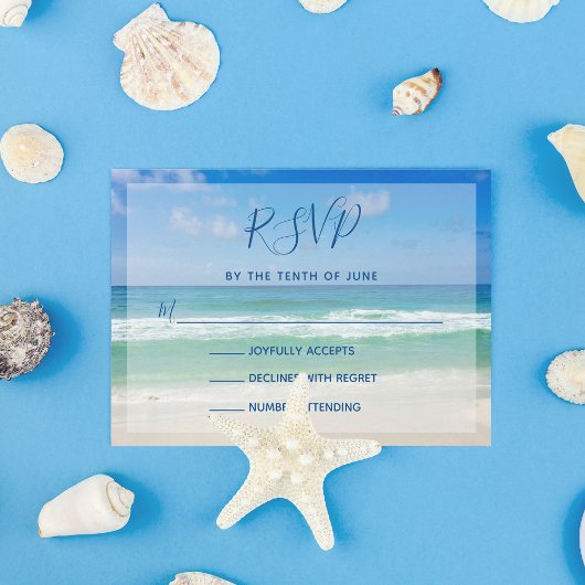 Ocean Waves Foto Tropical Beach Wedding RSVP Card Karte