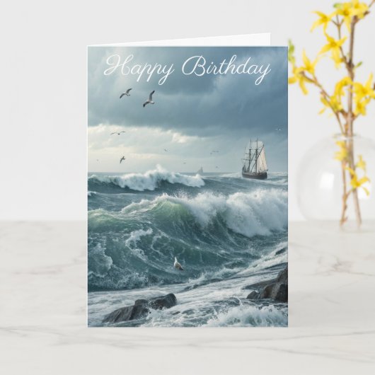 Ocean Waves Geburtstagkarte Karte (Gelbe Blume)