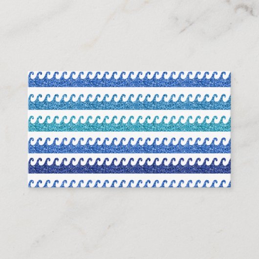 Ocean Waves Glitzer Hell Blue Surfer Visitenkarte (Vorderseite)