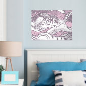 Ocean Waves Gold Foil mit einem hellrosa Hintergru Foliendrucke (In Situ (Schlafzimmer))