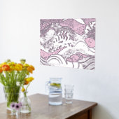 Ocean Waves Gold Foil mit einem hellrosa Hintergru Foliendrucke (Ablage(Küche))