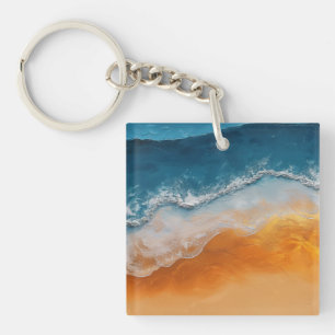 Ocean Waves & Golden Sand - Beach Art Coastal Gesc Schlüsselanhänger
