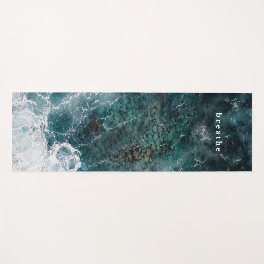 Ocean waves in dark teal, abstract water yogamatte (Vorderseite (Horizontal))
