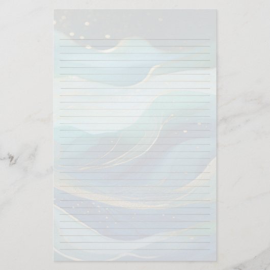 Ocean Waves Lined Monogram Writing Paper Briefpapier (Rückseite)