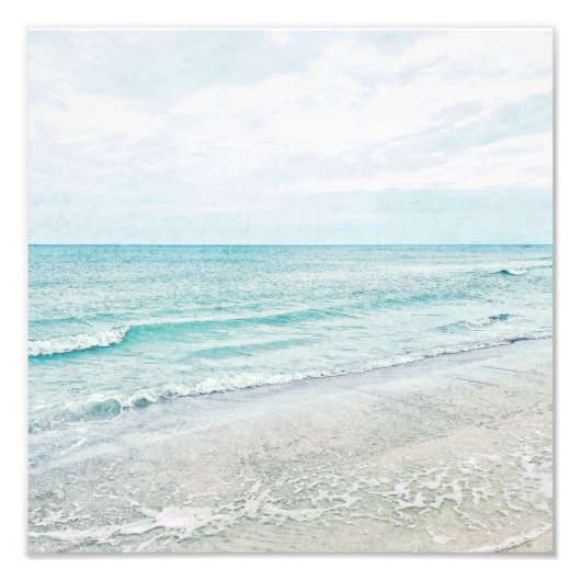 Ocean Waves Malerei Aqua Light Blue Aqua Fotodruck (Vorne)