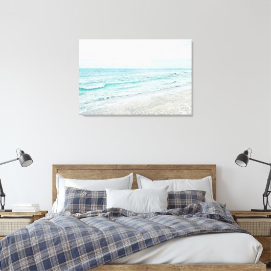 Ocean Waves Malerei Aqua Light Blue Aqua Leinwanddruck (Insitu (Schlafzimmer))