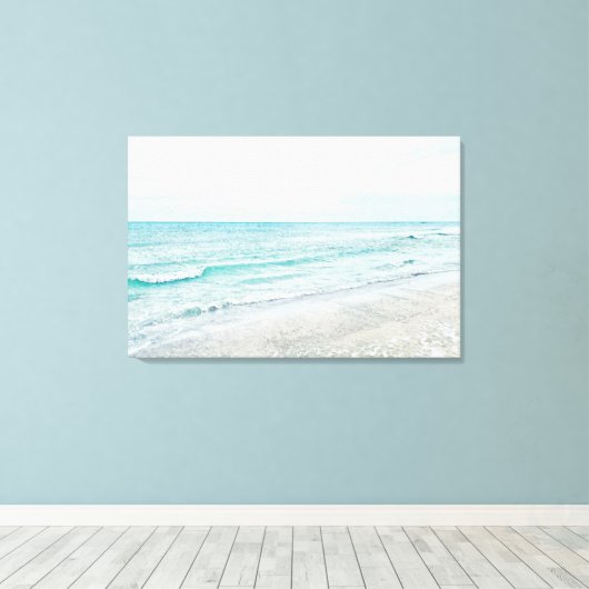 Ocean Waves Malerei Aqua Light Blue Aqua Leinwanddruck (Insitu (Holzboden))