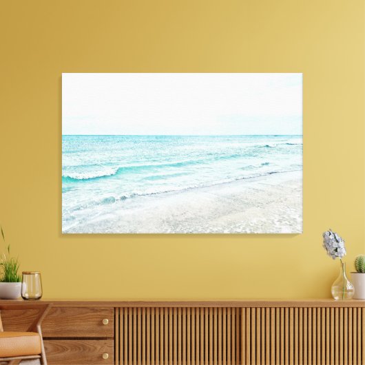 Ocean Waves Malerei Aqua Light Blue Aqua Leinwanddruck (Insitu (Wohnzimmer))