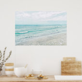 Ocean Waves Malerei Aqua Light Blue Aqua Poster (Küche)