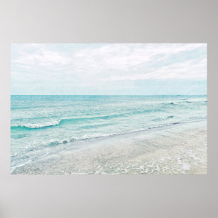 Ocean Waves Malerei Aqua Light Blue Aqua Poster