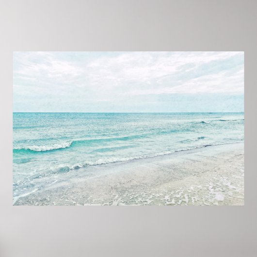 Ocean Waves Malerei Aqua Light Blue Aqua Poster (Vorne)
