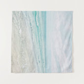 Ocean Waves Malerei Aqua Light Blue Aqua Wandteppich (Vorderseite (Horizontal))