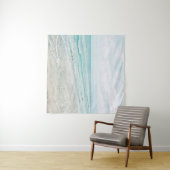 Ocean Waves Malerei Aqua Light Blue Aqua Wandteppich (Beispiel (Horizontal))