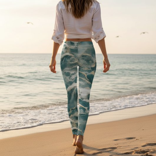 Ocean Waves Marble Leggings