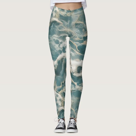 Ocean Waves Marble Leggings (Vorderseite)