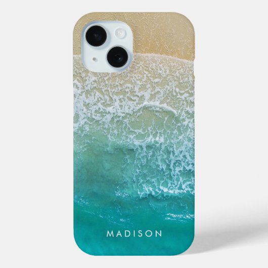 Ocean Waves Muster monogram Name Beach Case-Mate iPhone Hülle (Rückseite)