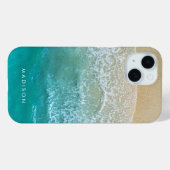 Ocean Waves Muster monogram Name Beach Case-Mate iPhone Hülle (Rückseite (Horizontal))