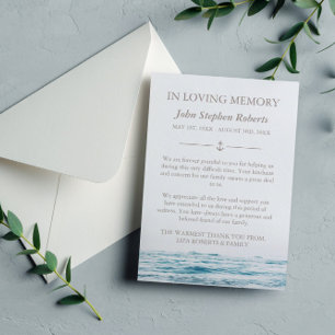 Ocean Waves Nautical Beileid mit Foto Vielen Dank Dankeskarte