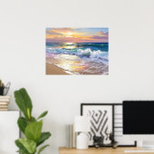 Ocean Waves on the Beach in the Sunshine Art Poster (Heimbüro)
