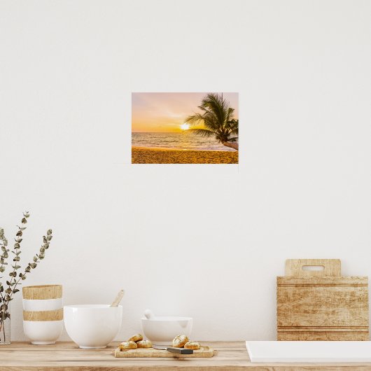 Ocean Waves Palm am Strand Poster (Küche)