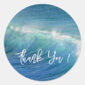 Ocean Waves Round Wedding Danke Stickers (Vorderseite)