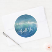Ocean Waves Round Wedding Danke Stickers (Umschlag)