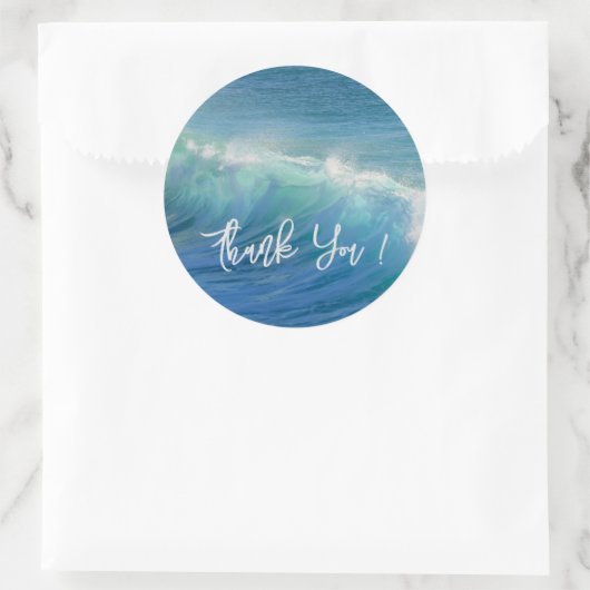 Ocean Waves Round Wedding Danke Stickers (Tasche)