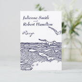 Ocean Waves Rustic Beach Wedding RSVP Card Karte (Stehend Vorderseite)