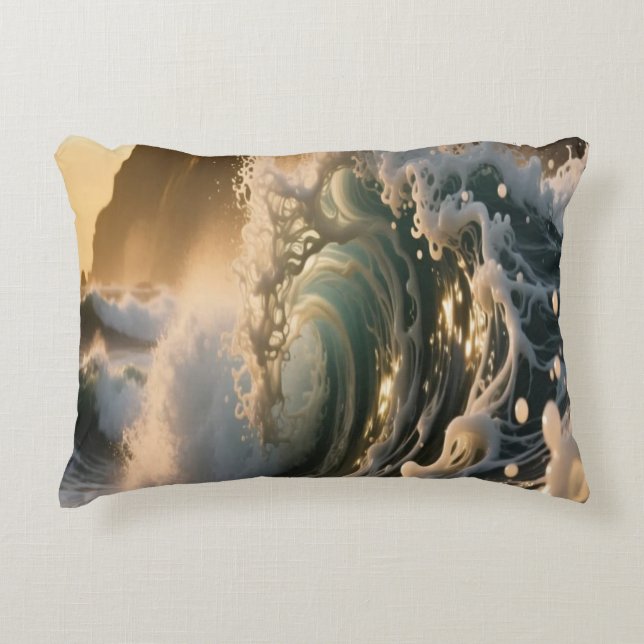 Ocean Waves & Sea Foam Throw Pillow Cover Dekokissen (Vorderseite)