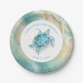 Ocean Waves Sea Turtle Baby Shower Paper Plate Pappteller (Vorderseite)