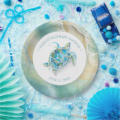 Ocean Waves Sea Turtle Baby Shower Paper Plate Pappteller (Party)