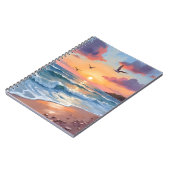 Ocean Waves Sunset | Oil Painting Coastal Beach Notizblock (Linke Seite)