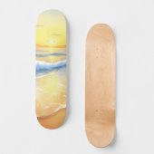 Ocean Waves Sunset | Strandfarbe Skateboard (Vorderseite)