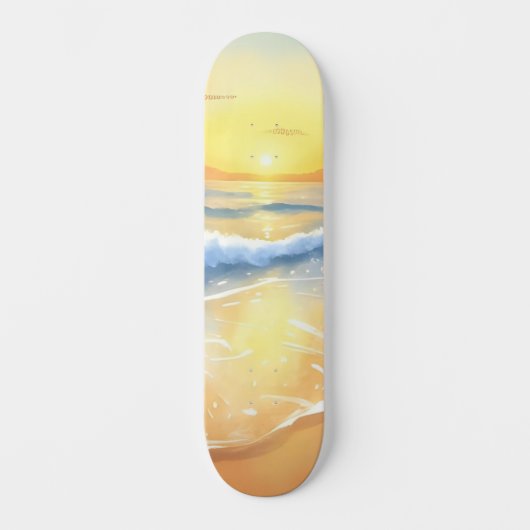 Ocean Waves Sunset | Strandfarbe Skateboard (Vorderseite)