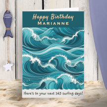 Ocean Waves Surfing Individuelle Name Happy Birthd