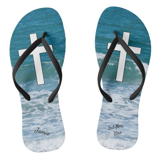 Ocean Waves Taufen Flip Flops Badesandalen (Fußbett)
