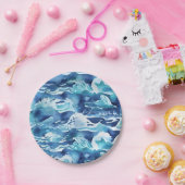 Ocean Waves | Teal Watercolor Aqua Blue Pappteller (Party)