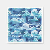 Ocean Waves | Teal Watercolor Aqua Blue Serviette (Vorderseite)