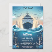 Ocean Waves Travel Anchor Yacht 30th Birthday Einladung (Vorderseite)